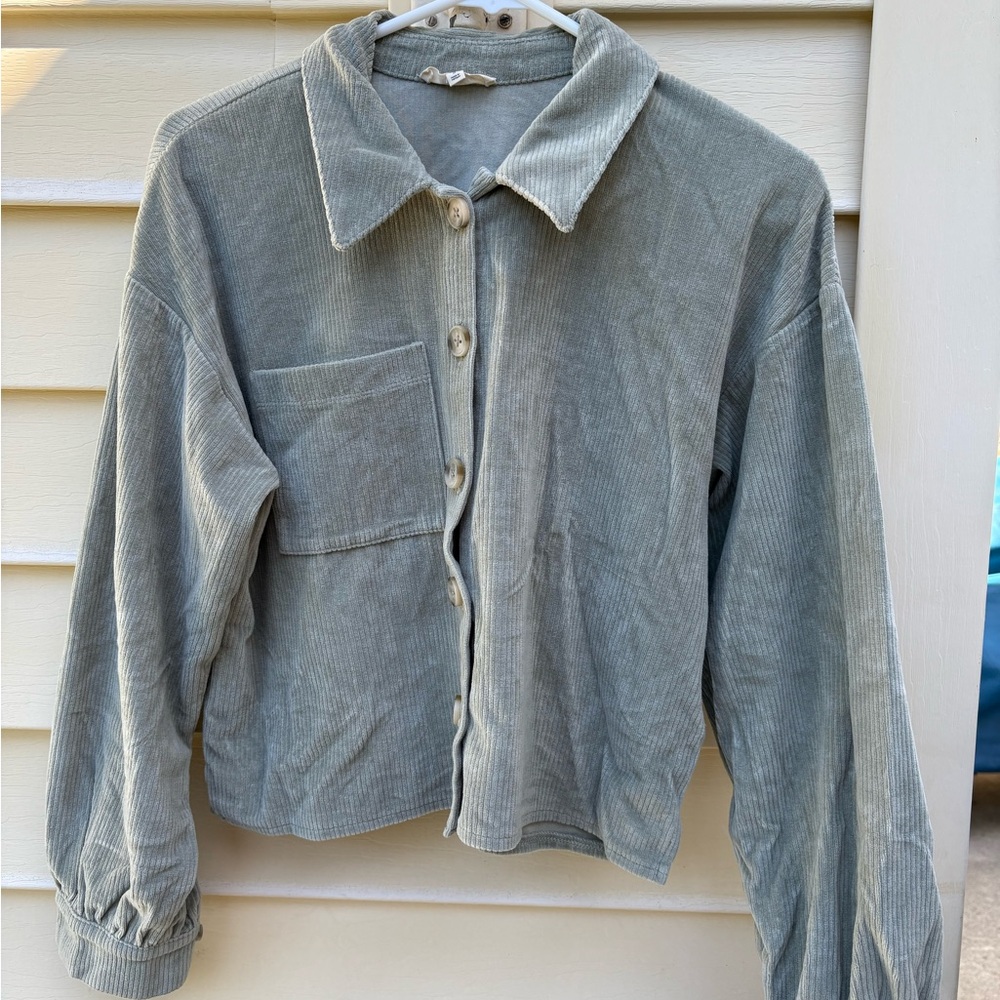 Madewell Corduroy cropped Button-Up shirt jacket - pale green